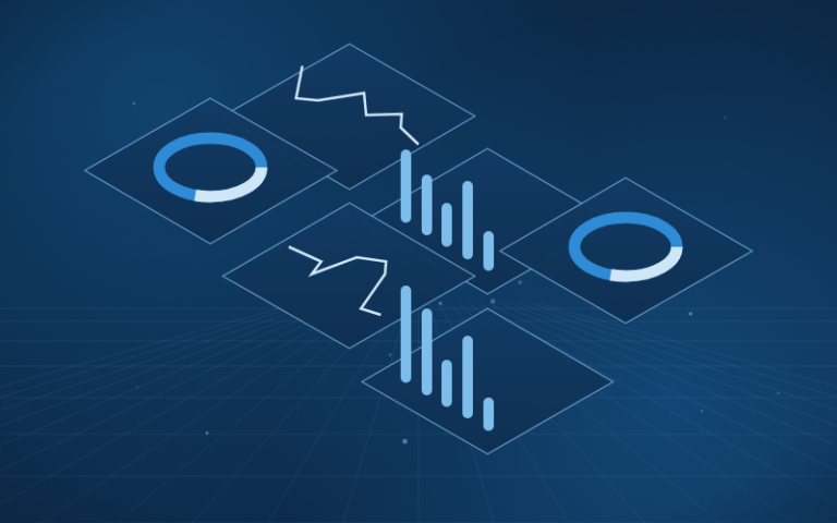 Abstract illustration of AI application traces flowing into monitoring panels