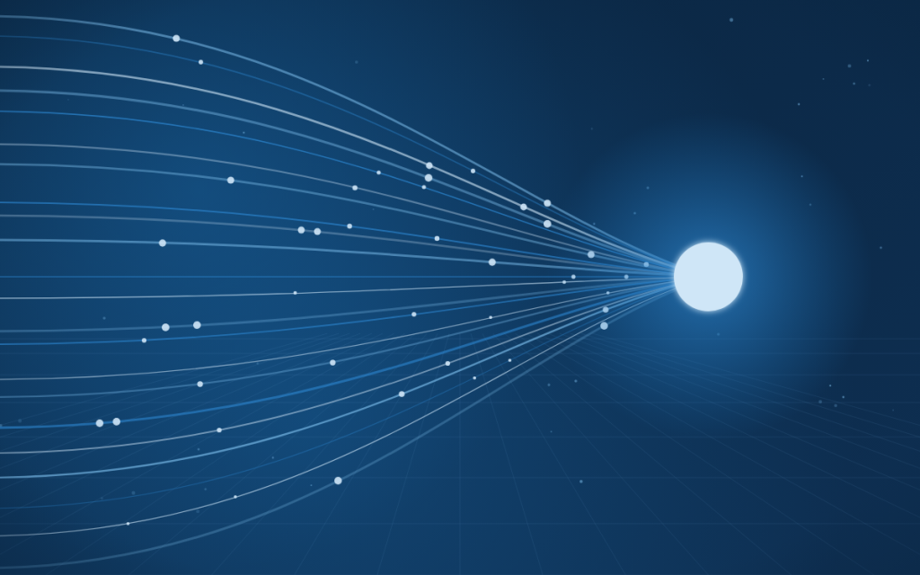 Abstract illustration of a workflow running across connected systems