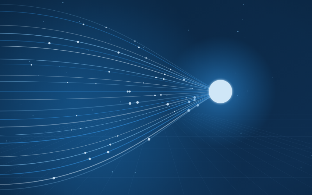 Abstract illustration of event streams fanning out to independent consumers
