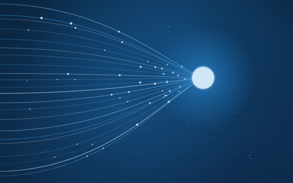 Abstract illustration of questions and dashboards built on one application database