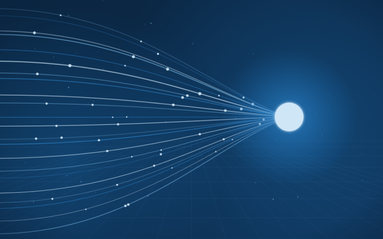 Abstract illustration of high-volume event data being organized for analysis